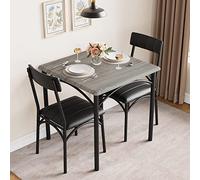 Set di tavolo da pranzo, 3 pezzi, risparmio di spazio, tavolo rettangolare moderno, 80 x 60 cm + 2 sgabelli (MDF/acciaio inox, grigio cemento) per cucina/appartamento
