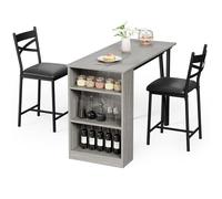Set di tavolo da pranzo compatto per 2-4 eleganti tavoli da bar con sedie imbottite larghe 40 cm per un maggiore comfort, pieghevole, perfetto per piccoli spazi (grigio)