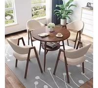 Set di tavolo da pranzo con 4 sedie, 5 pezzi rotondi, in pelle, tavolo da conferenza, per ufficio, reception, conferenze, per casa, cucina, soggiorno, sala da pranzo, angolo colazione