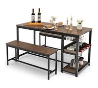 Set di tavolo da pranzo da 3 pezzi per tavolo da cucina e 2 scomparti portaoggetti con portabottiglie (D come mostrato)