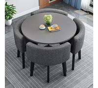 Set di tavolo da pranzo da cucina, 5 pezzi con 4 sedie, tavolino quadrato / rotondo, moderno, ideale per cucina, sala da pranzo, reception e piccole aree conferenze