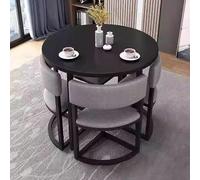 Set di tavolo da pranzo da cucina per 4 persone, 78,7 cm, rotondo, 4 pezzi, salvaspazio, multifunzionale, tavolo da caffè/pranzo con sedie, per piccoli uffici, conferenze, sala da pranzo, soggiorno
