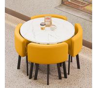Set di tavolo da pranzo da cucina per 4 persone con panca e 4 sedie, moderno tavolo da pranzo e sedie per piccoli spazi, in legno, set da cucina A8