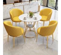 Set di tavolo da pranzo da cucina per 4 persone, con pannello in roccia, sedie con morbido cuscino in poliuretano, per conferenze, reception, ufficio, bar, balcone, soggiorno (giallo)