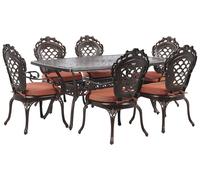 Set di Tavolo da Pranzo da Giardino e 6 Sedie in Alluminio Marrone Lizzano