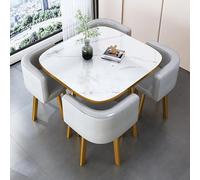 Set di tavolo da pranzo e sedie in legno quadrato moderno per 4 persone, altezza bancone per colazione, conferenze, ricevimento per casa e ufficio