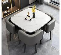 Set di tavolo da pranzo e sedie, moderno tavolo da bar con sedie in ecopelle per piccoli spazi, ideale per caffetteria, cucina o sala da pranzo, set da 4 pezzi