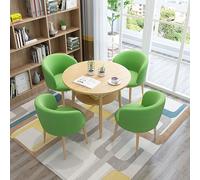 Set di tavolo da pranzo e ufficio da 5 pezzi, rotondo, 4 posti, moderno, per cucina, conferenza, con sedie in pelle PU, mobili da negoziato (colore opzionale)
