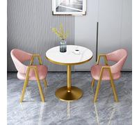 Set di tavolo da pranzo in finto marmo, 3 pezzi, compatto, per 2 persone, rotondo, per pub, angolo colazione, rosa, A, 23in / 60 cm