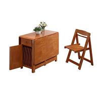 Set di tavolo da pranzo in legno massello, 5 pezzi, con ruote allungabili e cassetto, salvaspazio, per cucina, isola