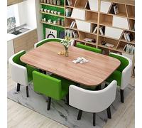 Set di tavolo da pranzo moderno Mid Century, 7 pezzi, con tavolo da bar, ideale per 6 persone, per cucina, sala da pranzo, ristorante e soggiorno (J 90 x 150 cm)