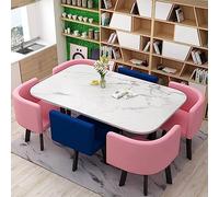 Set di tavolo da pranzo moderno Mid Century, 7 pezzi, con tavolo da bar, ideale per 6 persone, perfetto per sala da pranzo, cucina, ristorante e soggiorno (C 90 x 150 cm)
