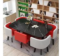 Set di tavolo da pranzo moderno Mid Century per 6 persone con tavolo da bar e sedie, set di mobili da 7 pezzi, per sala da pranzo, cucina, ristorante e soggiorno (M, 90 x 150 cm)