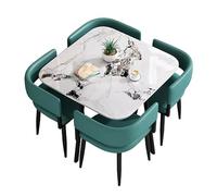Set di tavolo da pranzo moderno per 4 persone, 5 pezzi, mobili da cucina con 4 sedie, design quadrato/rotondo, per piccoli spazi, ideale per sala da pranzo e riunioni