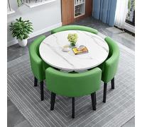 Set di tavolo da pranzo moderno per 4 persone, con sedie, tavolo rotondo per sala conferenze, piccolo tavolo da cucina per tavolo da pranzo a 4 cerchi (A17, 90 x 90 x 75 cm)
