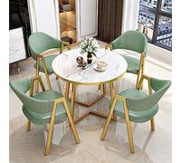 Set di tavolo da pranzo moderno per 4 pezzi, piano in marmo, 5 pezzi, metà secolo, mobili da cucina rotondi con 1 tavolo e 4 sedie, tavolino multifunzione anche per sala da pranzo