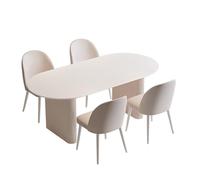 Set di tavolo da pranzo ovale e sedie, robusto piatto di roccia, perfetto per cucina, casa, ristorante e casa in affitto