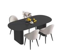 Set di tavolo da pranzo ovale e sedie, robusto piatto di roccia, perfetto per cucina, casa, ristorante e casa in affitto