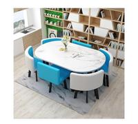 Set di tavolo da pranzo ovale per conferenze, con 6 sedie in pelle PU, piano in legno e struttura in metallo, moderno tavolo da ricevimento per ufficio e riunioni di lavoro