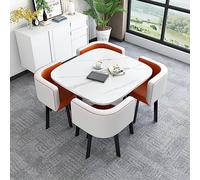 Set di tavolo da pranzo per 4 persone, 5 pezzi, design moderno, con 4 sedie in pelle, perfetto per sala da pranzo, sala conferenze e zona caffè