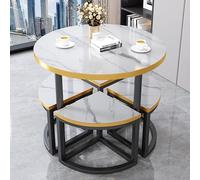 Set di tavolo da pranzo per 4 persone, moderno tavolo da cucina circolare con sedie, mobili per sala Dinette per 4 persone, design elegante per una migliore esperienza culinaria