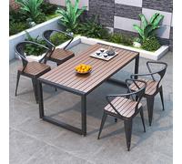 Set di tavolo da pranzo per esterni, tavolo da conversazione componibile con 4/6 sedie impilabili, ideale per balcone e cortile, 160 cm