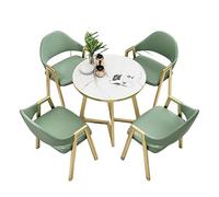 Set di tavolo da pranzo piccolo per sala conferenze, tavolo rotondo per ufficio e reception, con 4 sedie (verde)