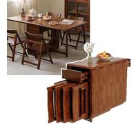 Set di tavolo da pranzo pieghevole e sedie, tavolo da pranzo allungabile in legno con 2/4 sedie, tavolo da studio ergonomico, per piccoli spazi, cucina, sala da pranzo, nessun montaggio richiesto