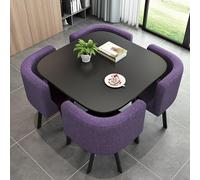 Set di tavolo da pranzo quadrato con 4 sedie, combinazione moderna di tavolo da conferenza e sedie, tavolo da bar salvaspazio in legno per colazione e ricevimento