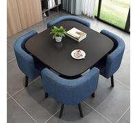 Set di tavolo da pranzo quadrato con 4 sedie, combinazione moderna di tavolo da conferenza e sedie, tavolo da bar salvaspazio in legno per colazione e ricevimento
