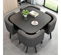 Set di tavolo da pranzo quadrato con 4 sedie, combinazione moderna di tavolo da conferenza e sedie, tavolo da bar salvaspazio in legno per colazione e ricevimento