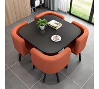 Set di tavolo da pranzo quadrato con 4 sedie, combinazione moderna di tavolo da conferenza e sedie, tavolo da bar salvaspazio in legno per colazione e ricevimento