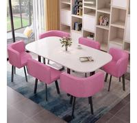 Set di tavolo da pranzo quadrato con 6 sedie, moderno e multiuso, set da cucina in legno resistente per 6 persone, ideale per soggiorno o sala da pranzo, 150 cm