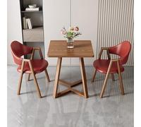 Set di tavolo da pranzo quadrato da 61 cm con 1 tavolino da caffè e 2 sedie in finta pelle, poltrone imbottite per cucina, ufficio, sala reception, diversi colori disponibili (rosso vinaccia)