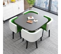 Set di tavolo da pranzo quadrato in marmo con sedie, moderno tavolo da ricevimento e sedia, combinazione per ufficio, semplice ed elegante, set di tavolo e sedie (grigio/verde/bianco)