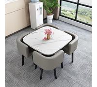 Set di tavolo da pranzo quadrato moderno per 4 persone con sedie in pelle, ideale per sala conferenze e tavolino da caffè, 5 pezzi