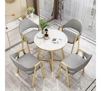 Set di tavolo da pranzo rotondo, 5 pezzi con piano in marmo, include 1 tavolo e 4 sedie, mobili da cucina eleganti per la casa, perfetto per sala da pranzo