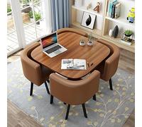 Set di tavolo da pranzo rotondo a 4 posti e 4 sedie, 80 cm / 31.5in, moderno e compatto, per piccole cucine, sale da pranzo e soggiorno