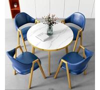 Set di tavolo da pranzo rotondo blu scuro per 4 persone, per ufficio, reception, sala conferenze, soggiorno, elegante tavolo negoziale con sedie, moderno tavolo da club per sala da pranzo e riunioni