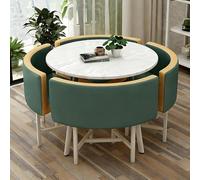 Set di tavolo da pranzo rotondo compatto con 4 sedie di alta qualità, elegante e resistente, in cotone e lino, imbottito, per cucina, bar, soggiorno, bar, bar, bar, bar, ufficio, reception, formato A1