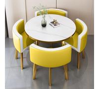 Set di tavolo da pranzo rotondo compatto con 4 sedie, moderno telaio in metallo, tavolino da caffè per cucina, sala conferenze, salone di bellezza, mobili per il tempo libero giallo