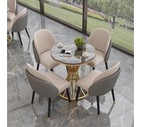 Set di tavolo da pranzo rotondo con 4 sedie, elegante mobile da pranzo per interni ed esterni, tavolo grigio da 70 cm per un'esperienza culinaria accogliente