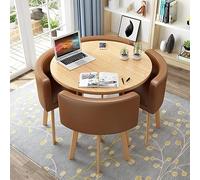 Set di tavolo da pranzo rotondo con 4 sedie per piccoli uffici, sale conferenze, moderno per il tempo libero, sala da pranzo, mobili per cucina, salotto e soggiorno (80 cm L)