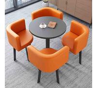 Set di tavolo da pranzo rotondo con 4 sedie, tavolo da riunione per ufficio, reception, mobili da cucina moderni, soluzione compatta per piccoli spazi (arancione)
