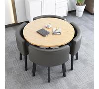 Set di tavolo da pranzo rotondo con 4 sedie, tavolo da ufficio e reception, tavolo negoziale con sedie imbottite per casa, balcone, caffetteria e sala pausa
