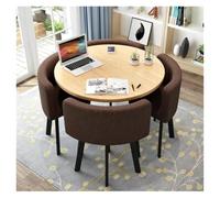 Set di tavolo da pranzo rotondo con schienale morbido, design ad angoli arrotondati, per cucina e bar, include 4 sedie