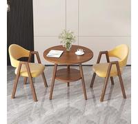 Set di tavolo da pranzo rotondo da 60 cm con 2 sedie, ideale per cucina, reception, soggiorno e sala da pranzo, elegante design giallo B, perfetto per riunioni e riunioni