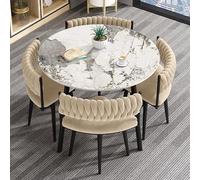 Set di tavolo da pranzo rotondo da 80 cm, per 4-5 pezzi, moderno e minimalista, per soggiorno, ufficio, cucina e reception, elegante colore legno (beige)