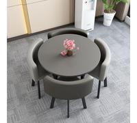Set di tavolo da pranzo rotondo da cucina, 5 pezzi con 1 tavolo e 4 sedie, versatile per uso domestico e conferenze, perfetto per vari scenari, design durevole.
