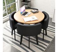 Set di tavolo da pranzo rotondo da cucina, 5 pezzi con 1 tavolo rotondo e 4 sedie, adatto per vari scenari, 80 x 75 cm